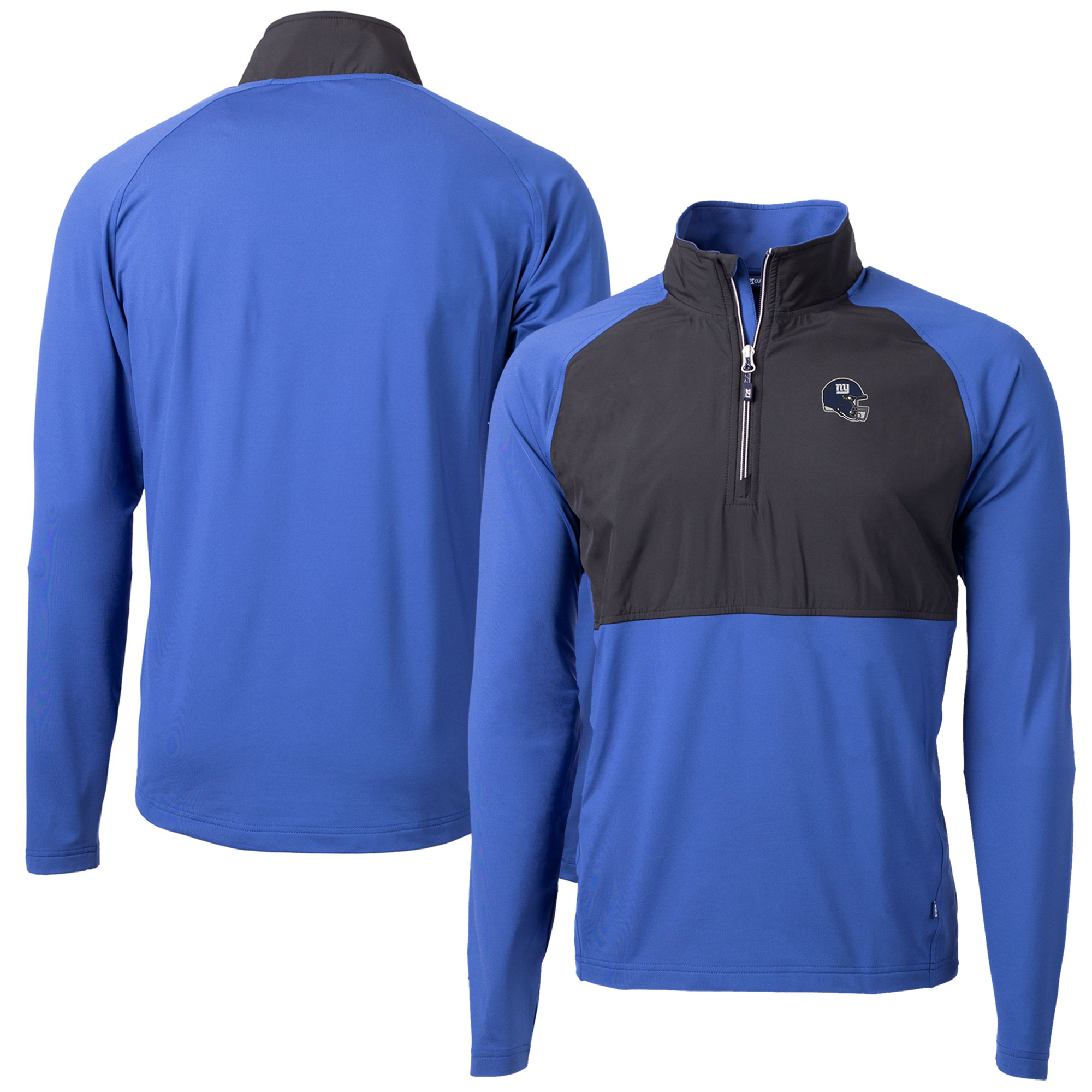 Men's Cutter & Buck Royal New York Giants Helmet Adapt Eco Knit Hybrid Recycled Quarter-Zip Pullover Top - Image 4