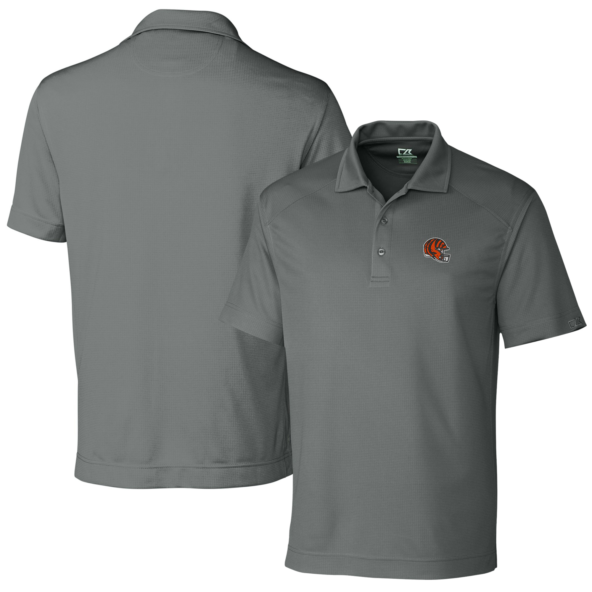 Men's Cutter & Buck Steel Cincinnati Bengals Helmet DryTec Genre Textured Solid Polo - Image 2
