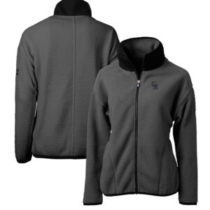 Women's Cutter & Buck  Gray Colorado Rockies Roam Cascade Eco Sherpa Full-Zip Fleece Jacket