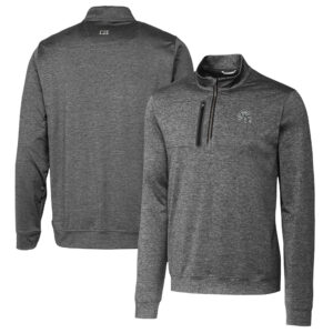 Men's Cutter & Buck  Gray Las Vegas Raiders Helmet Stealth Heathered Quarter-Zip Pullover Top