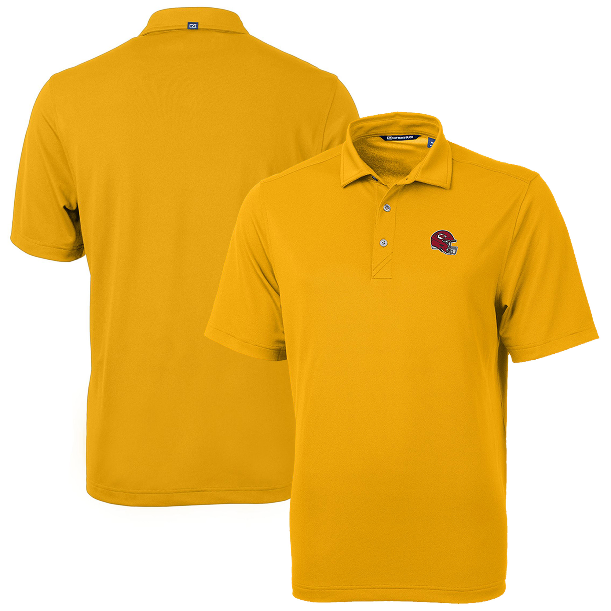 Men's Cutter & Buck Gold Kansas City Chiefs Helmet Virtue Eco Pique Recycled Polo - Image 5