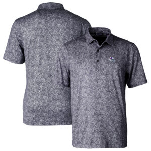 Men's Cutter & Buck  Black Buffalo Bills Helmet Pike Constellation Print Stretch Polo