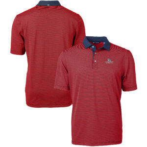 Men's Cutter & Buck  Red/Navy Gonzaga Bulldogs Big & Tall Virtue Eco Pique Micro Stripe Recycled Polo