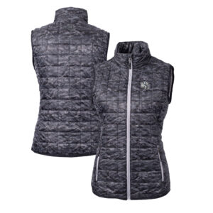 Women's Cutter & Buck  Black Indianapolis Colts Helmet Logo Rainier PrimaLoft Eco Insulated Full-Zip Puffer Vest