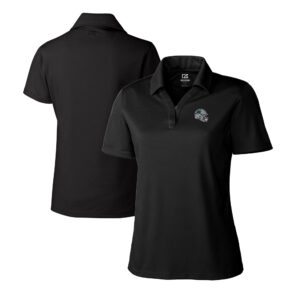 Women's Cutter & Buck  Black Carolina Panthers Helmet Logo CB DryTec Genre Textured Solid Polo