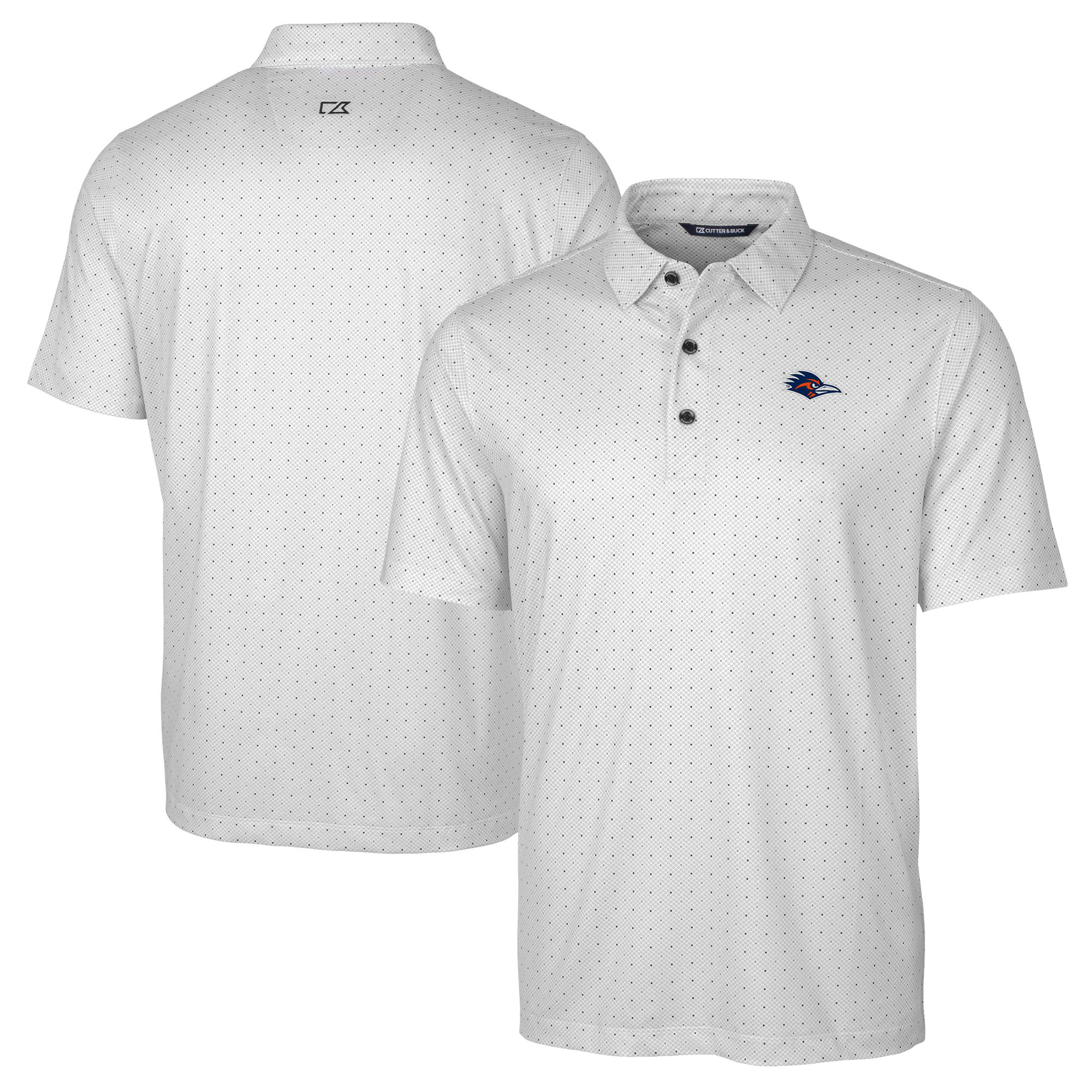 Men's Cutter & Buck Charcoal UTSA Roadrunners Big & Tall Pike Double Dot Print Stretch Polo - Image 2