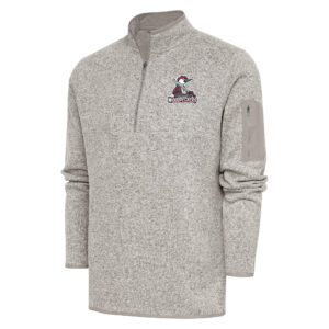Men's Antigua  Oatmeal Fayetteville Woodpeckers Fortune Quarter-Zip Pullover Jacket
