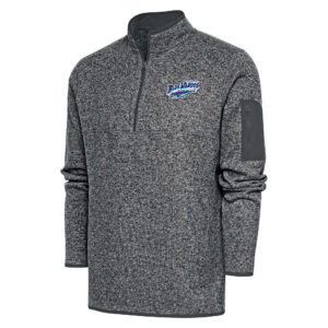 Men's Antigua  Heather Charcoal Pensacola Blue Wahoos Fortune Quarter-Zip Pullover Jacket