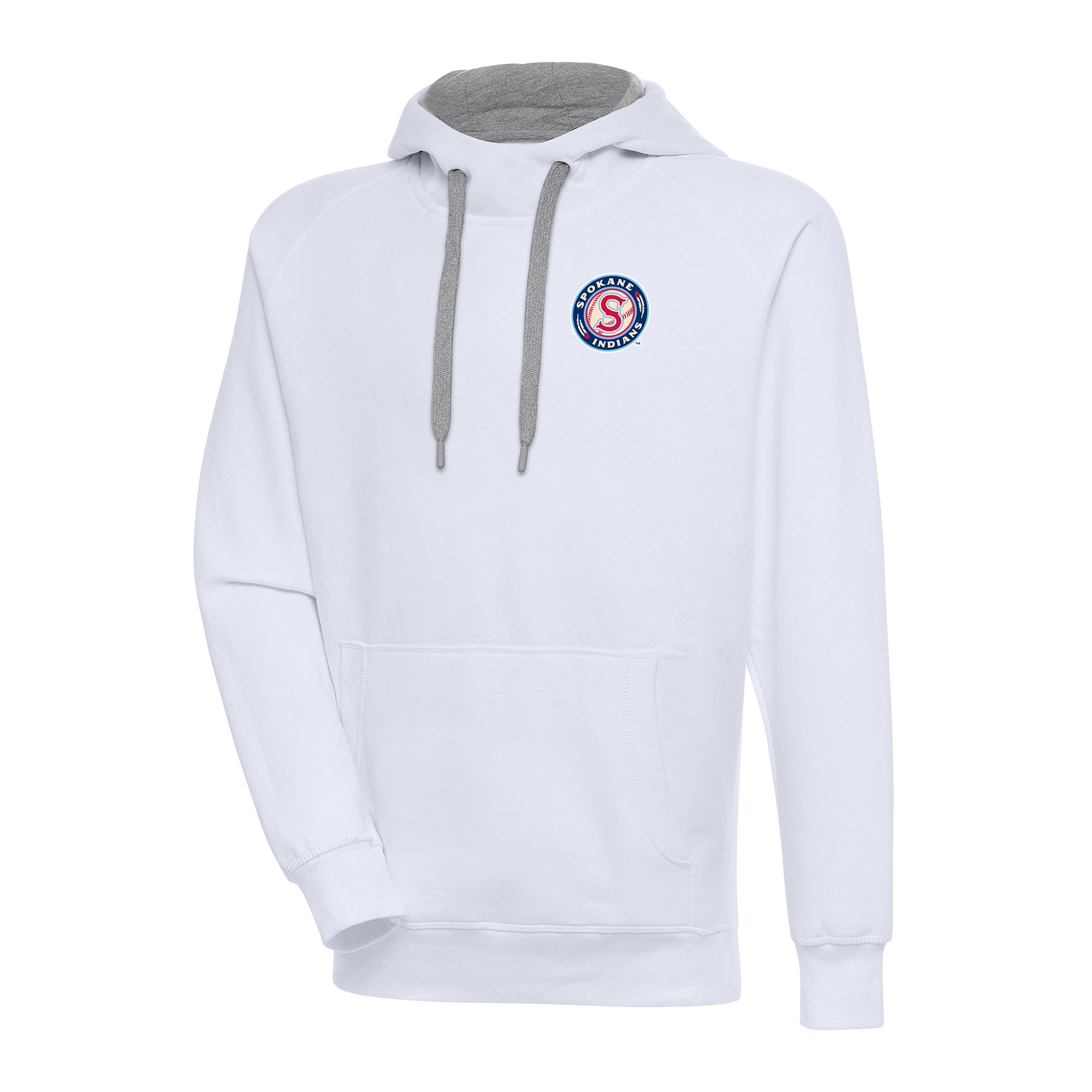 Men's Antigua White Spokane Indians Victory Pullover Hoodie