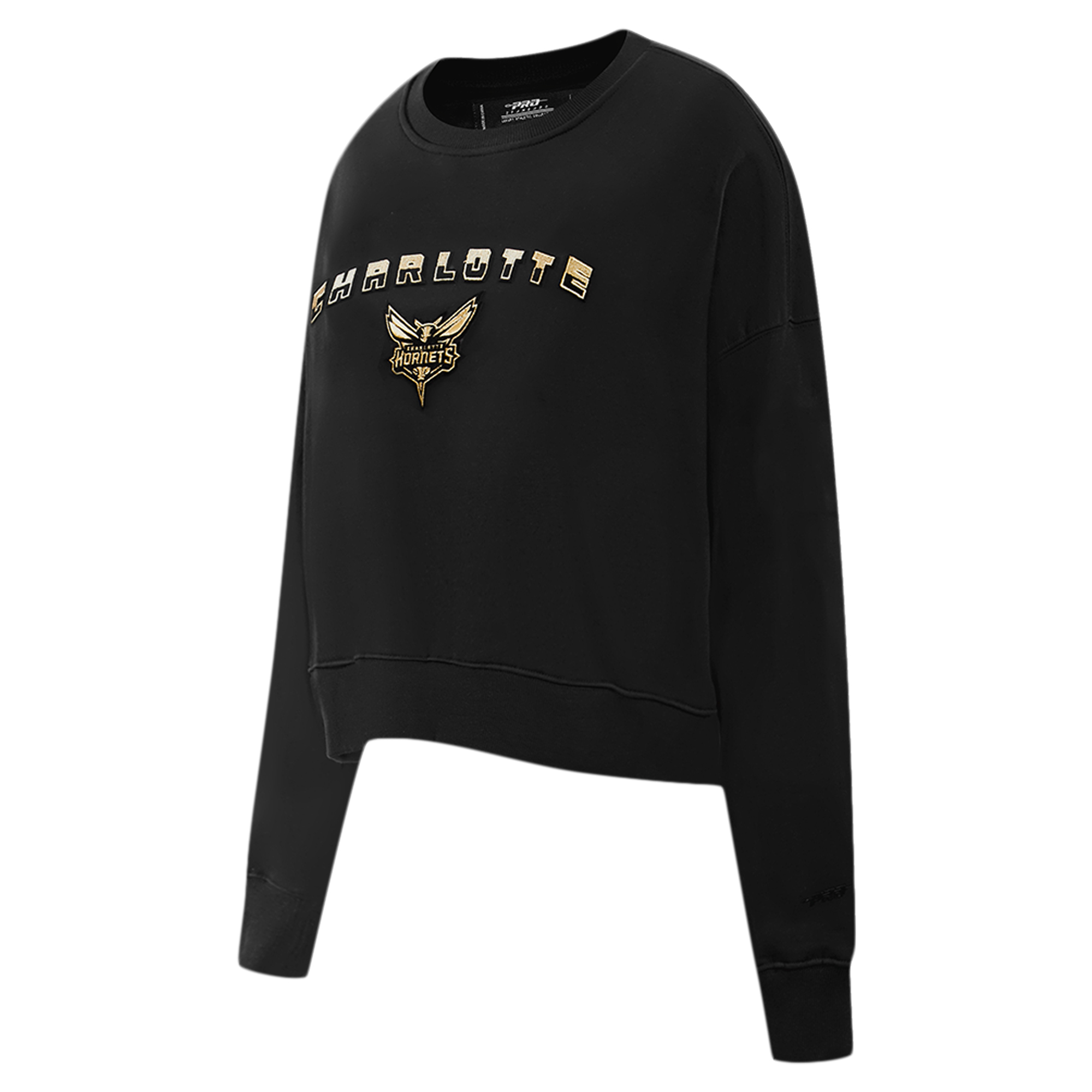 Women's Pro Standard Black Charlotte Hornets Glam Cropped Pullover Sweatshirt - Image 9