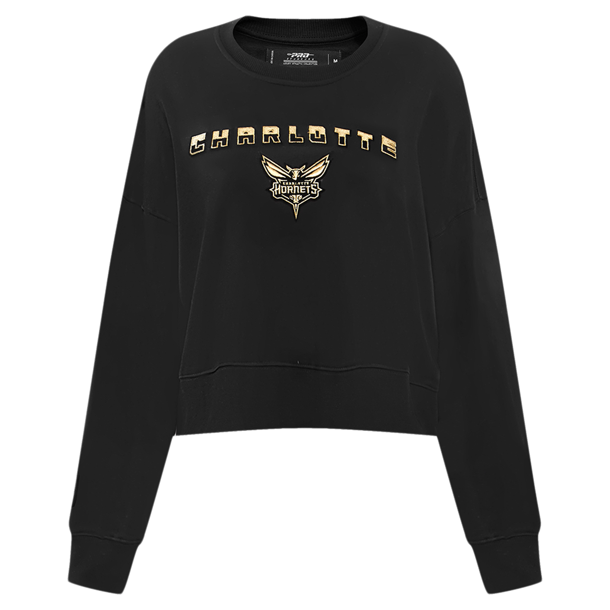 Women's Pro Standard Black Charlotte Hornets Glam Cropped Pullover Sweatshirt - Image 4