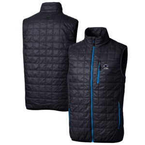 Men's Cutter & Buck  Navy Penn State Nittany Lions Alumni Logo Rainier PrimaLoft Eco Insulated Full-Zip Puffer Vest