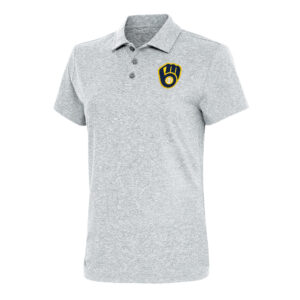 Women's Antigua  Heather Gray Milwaukee Brewers Motivated Polo