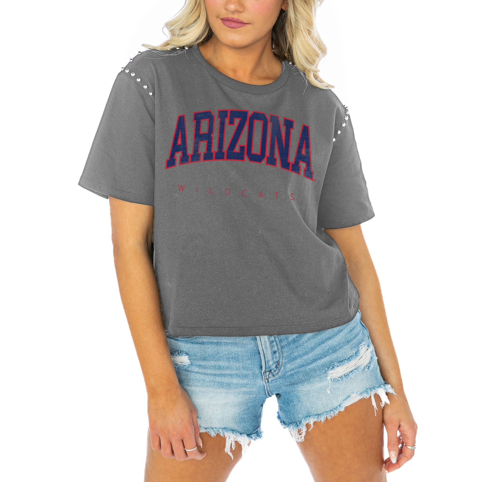 Women's Gameday Couture Gray Arizona Wildcats After Party Cropped T-Shirt