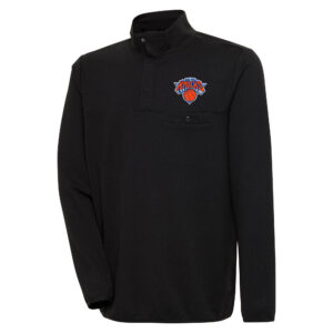 Men's Antigua  Black New York Knicks Steamer Quarter-Snap Pullover Top