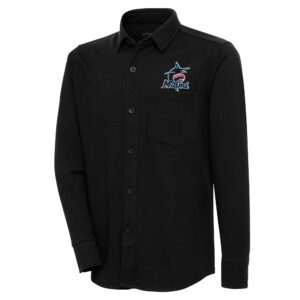 Men's Antigua  Black Miami Marlins Steamer Button-Up Shacket