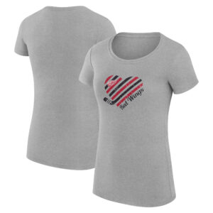 Women's G-III 4Her by Carl Banks Heather Gray Detroit Red Wings Heart Fitted T-Shirt