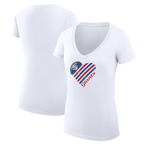 Women's G-III 4Her by Carl Banks White New York Giants Heart Graphic V-Neck Fitted T-Shirt