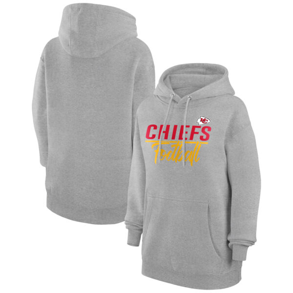 Women's G-III 4Her by Carl Banks  Heather Gray Kansas City Chiefs Graphic Fleece Pullover Hoodie