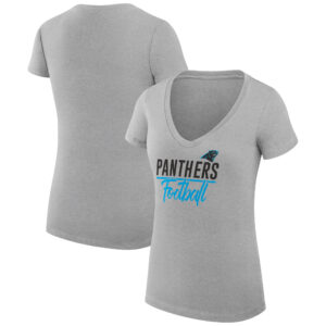 Women's G-III 4Her by Carl Banks  Heather Gray Carolina Panthers V-Neck Fitted T-Shirt