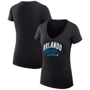 Women's G-III 4Her by Carl Banks Black Orlando Magic Filigree Logo V-Neck Fitted T-Shirt