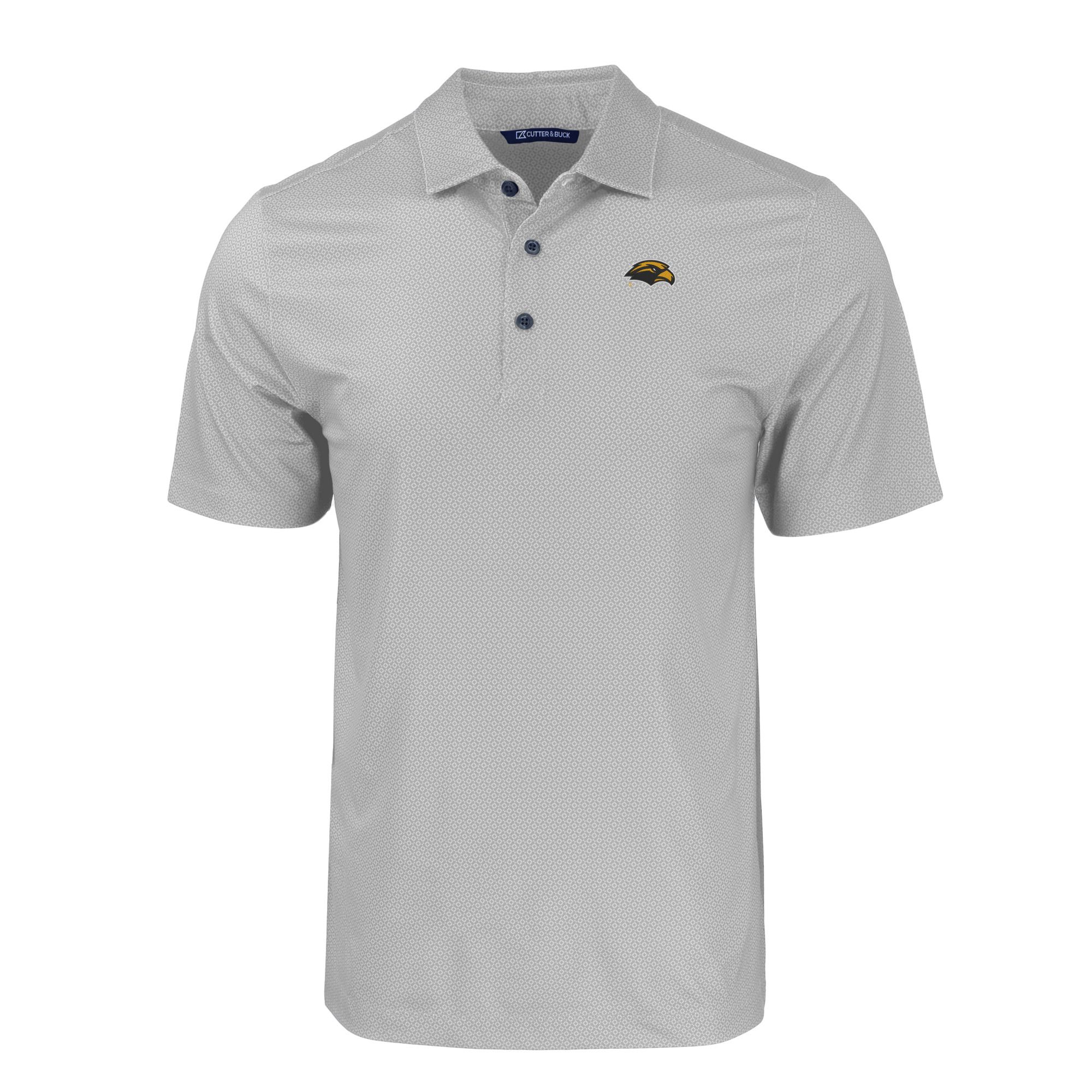 Men's Cutter & Buck Gray Southern Miss Golden Eagles Pike Eco Tonal Geo Print Stretch Recycled Polo - Image 6