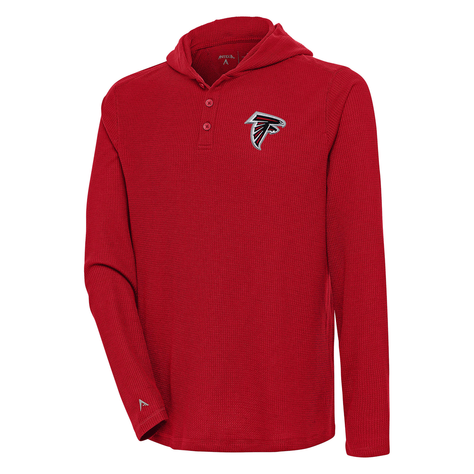 Men's Antigua Red Atlanta Falcons Strong Hold Long Sleeve Henley Hoodie T-Shirt