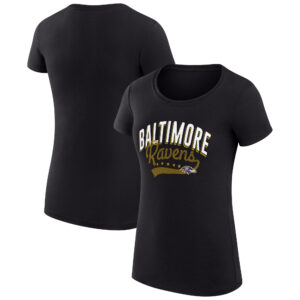 Women's G-III 4Her by Carl Banks Black Baltimore Ravens Filigree Logo Fitted T-Shirt