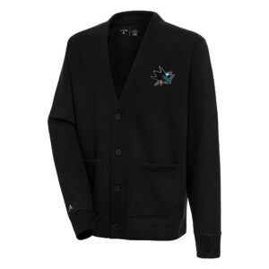 Men's Antigua  Black San Jose Sharks Victory Cardigan