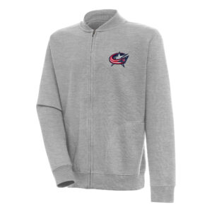 Men's Antigua  Heather Gray Columbus Blue Jackets Victory Full-Zip Jacket