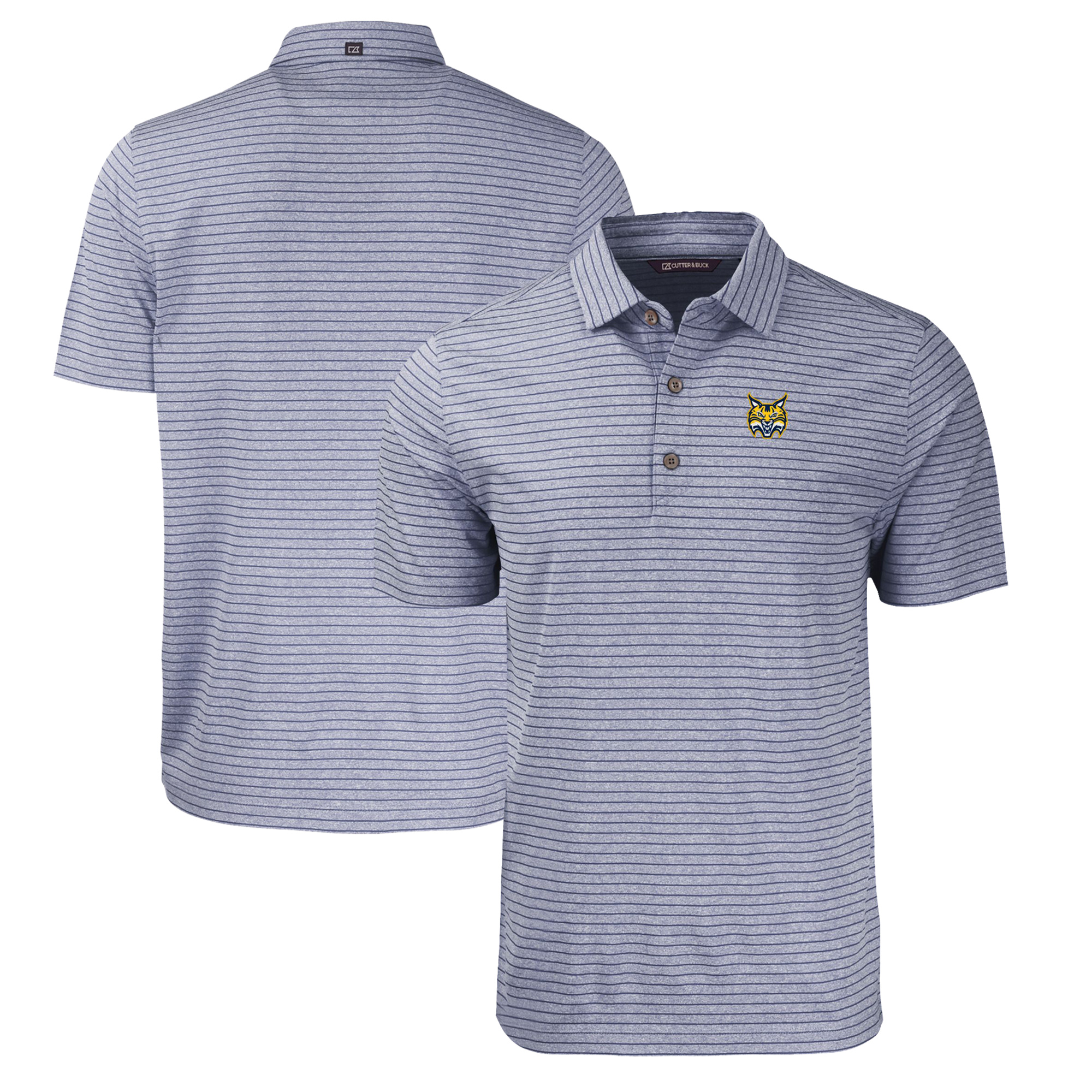 Men's Cutter & Buck Heather Navy Quinnipiac Bobcats Big & Tall Forge Eco Heather Stripe Stretch Recycled Polo