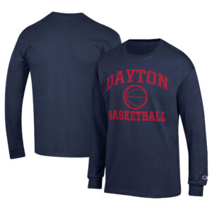 Men's Champion  Navy Dayton Flyers Icon Logo Basketball Jersey Long Sleeve T-Shirt