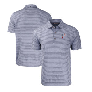 Men's Cutter & Buck  Heather Navy Pittsburgh Pirates Stars & Stripes Forge Eco Heather Stripe Stretch Recycled Polo