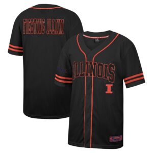 Men's Colosseum Black Illinois Fighting Illini Free Spirited Mesh Button-Up Baseball Jersey