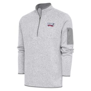Men's Antigua  Heather Gray Robert Morris Colonials Fortune Quarter-Zip Pullover Jacket