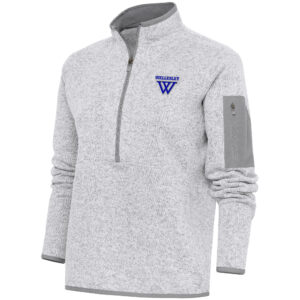 Women's Antigua  Heather Gray Wellesley Blue Fortune Half-Zip Jacket
