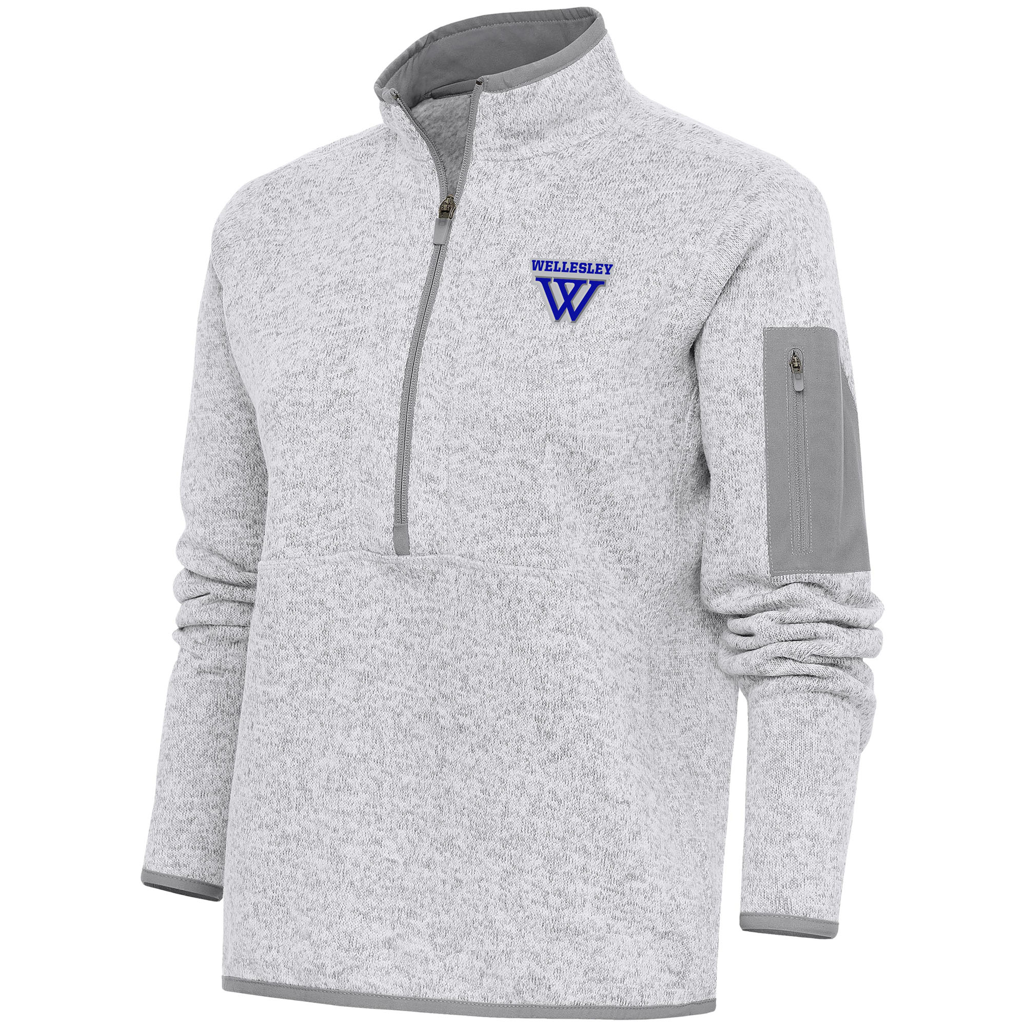 Women's Antigua Heather Gray Wellesley Blue Fortune Half-Zip Jacket