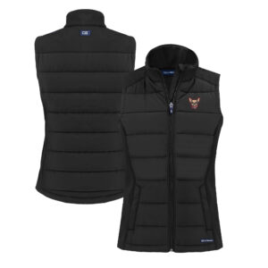 Women's Cutter & Buck  Black El Paso Chihuahuas Evoke Hybrid PrimaLoft Eco Softshell Recycled Full-Zip Vest