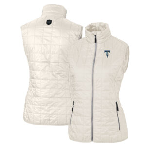 Women's Cutter & Buck Oatmeal Tulsa Drillers Rainier PrimaLoft Eco Insulated Full-Zip Puffer Vest