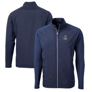 Men's Cutter & Buck  Navy Springfield Cardinals Adapt Eco Knit Hybrid Recycled Full-Zip Jacket