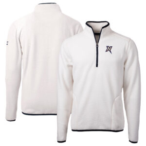Men's Cutter & Buck  Oatmeal Northwest Arkansas Naturals Cascade Eco Sherpa Fleece Quarter-Zip Jacket