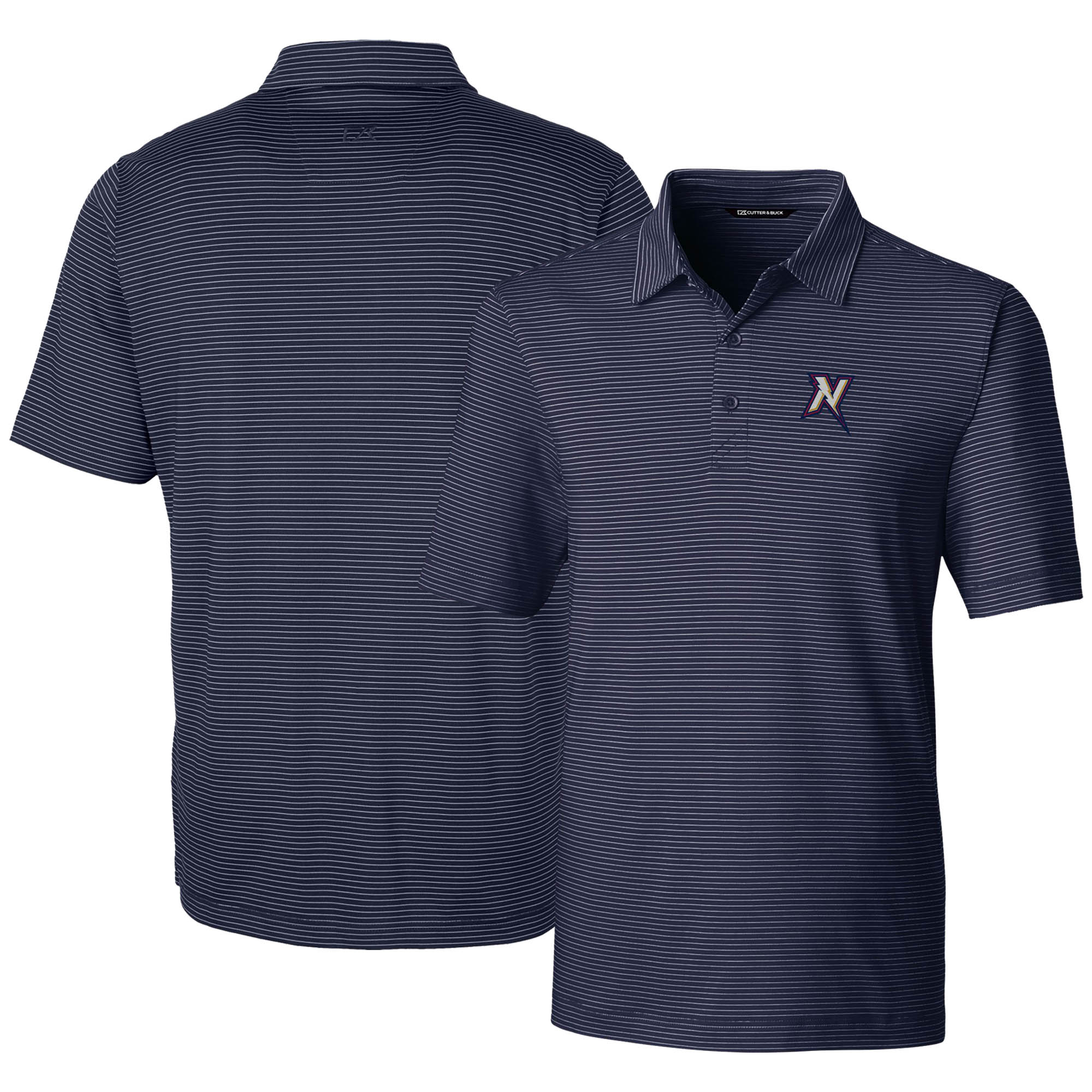 Men's Cutter & Buck Navy Northwest Arkansas Naturals Forge Pencil Stripe Stretch DryTec Polo