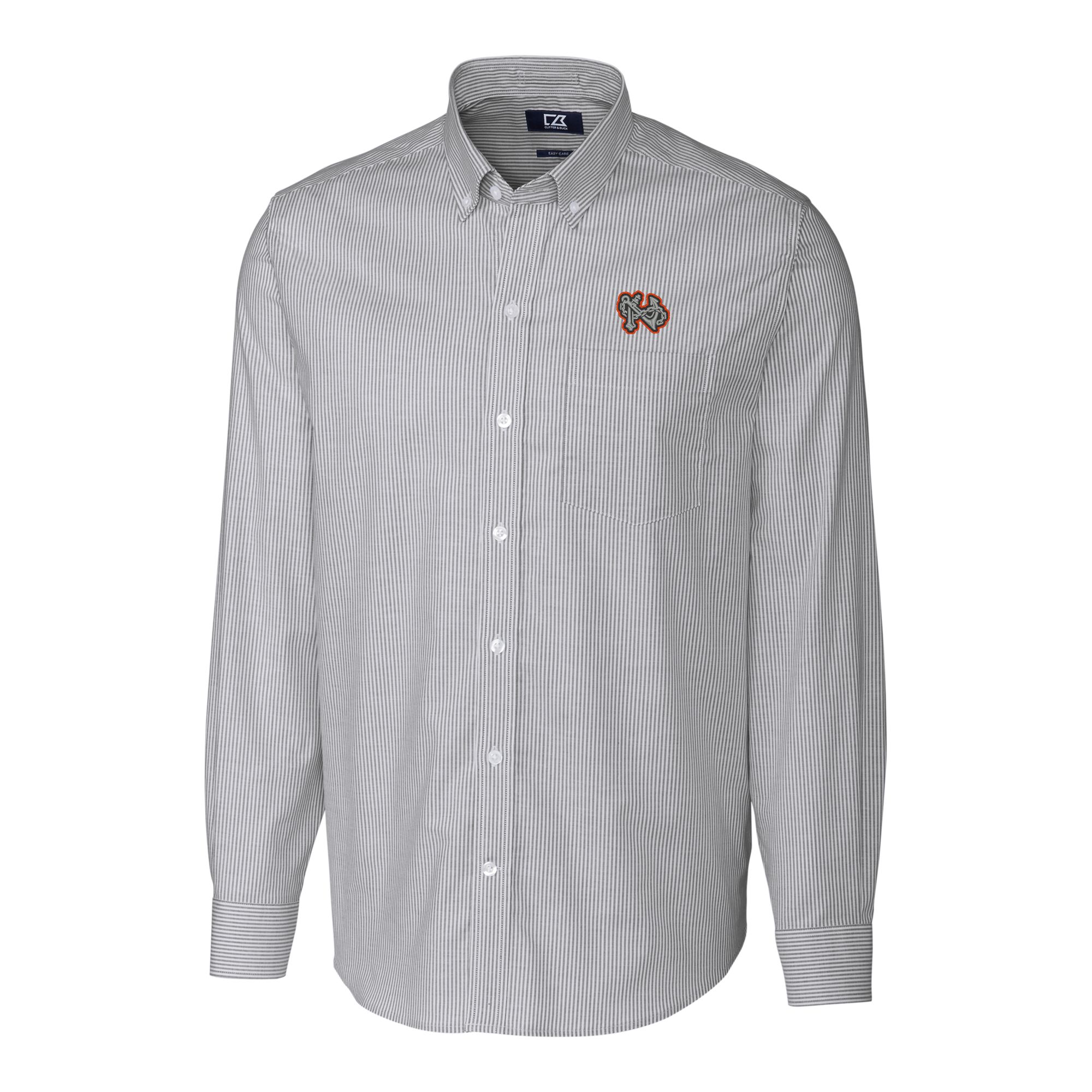 Men's Cutter & Buck Charcoal Norfolk Tides Oxford Stretch Stripe Long Sleeve Button-Down Dress Shirt - Image 6
