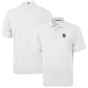 Men's Cutter & Buck White Birmingham Barons Virtue Eco Pique Recycled Polo