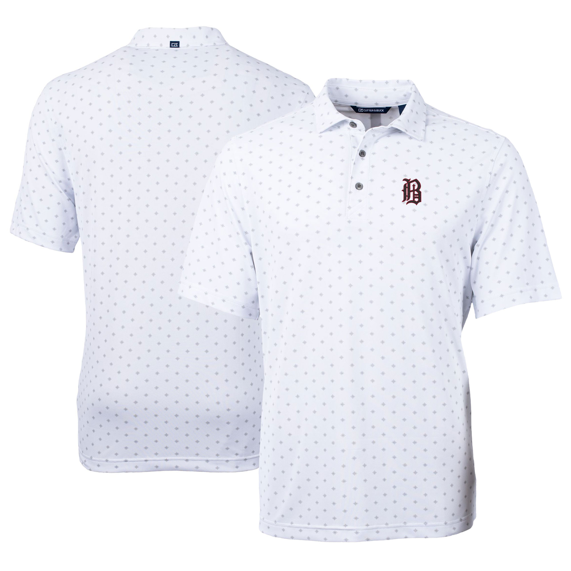 Men's Cutter & Buck White Birmingham Barons Virtue Eco Pique Tile Print Recycled Polo