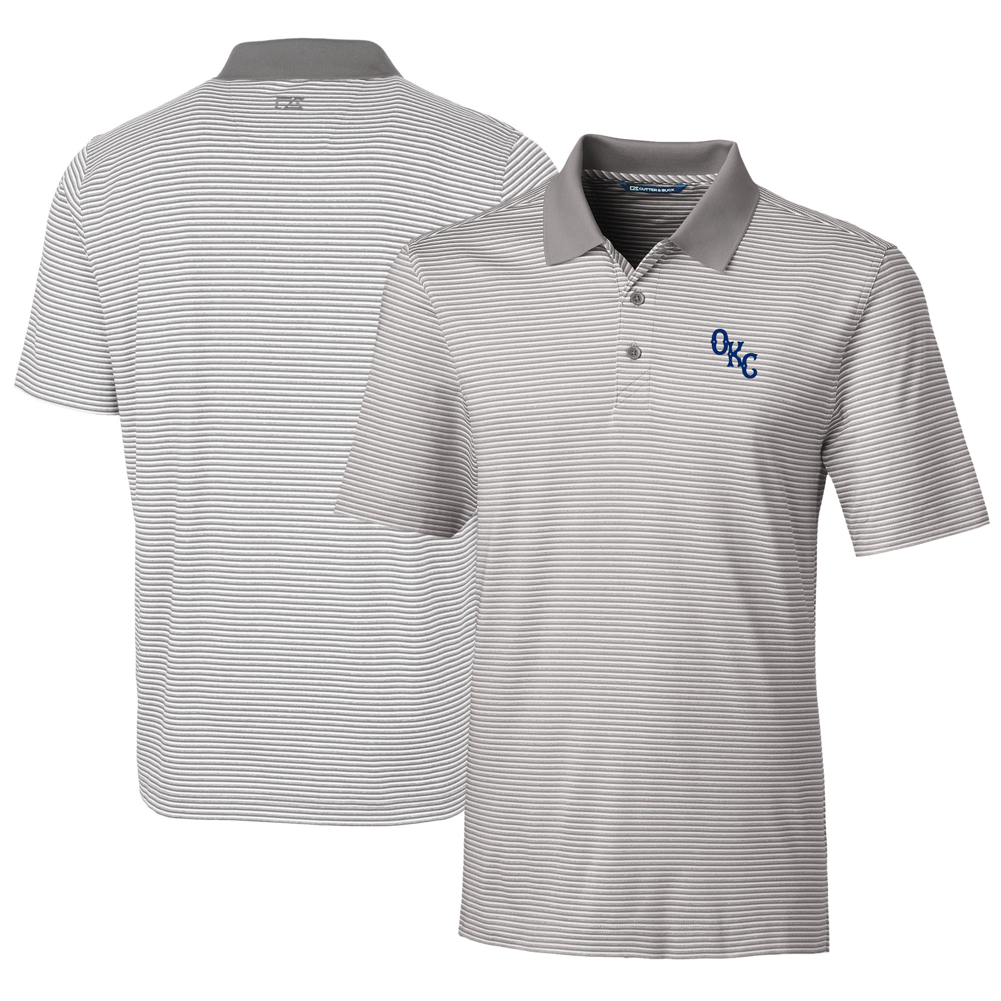Men's Cutter & Buck Gray Oklahoma City Baseball Club Big & Tall Forge Tonal Stripe Stretch Polo - Image 5