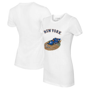 Women's Tiny Turnip White New York Mets Race Car T-Shirt