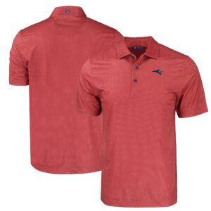 Men's Cutter & Buck Red New England Patriots  Americana Pike Eco Tonal Geo Print Stretch Recycled Polo