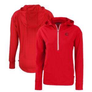 Women's Cutter & Buck Red Cincinnati Reds City Connect Daybreak Eco Recycled Half-Zip Hoodie