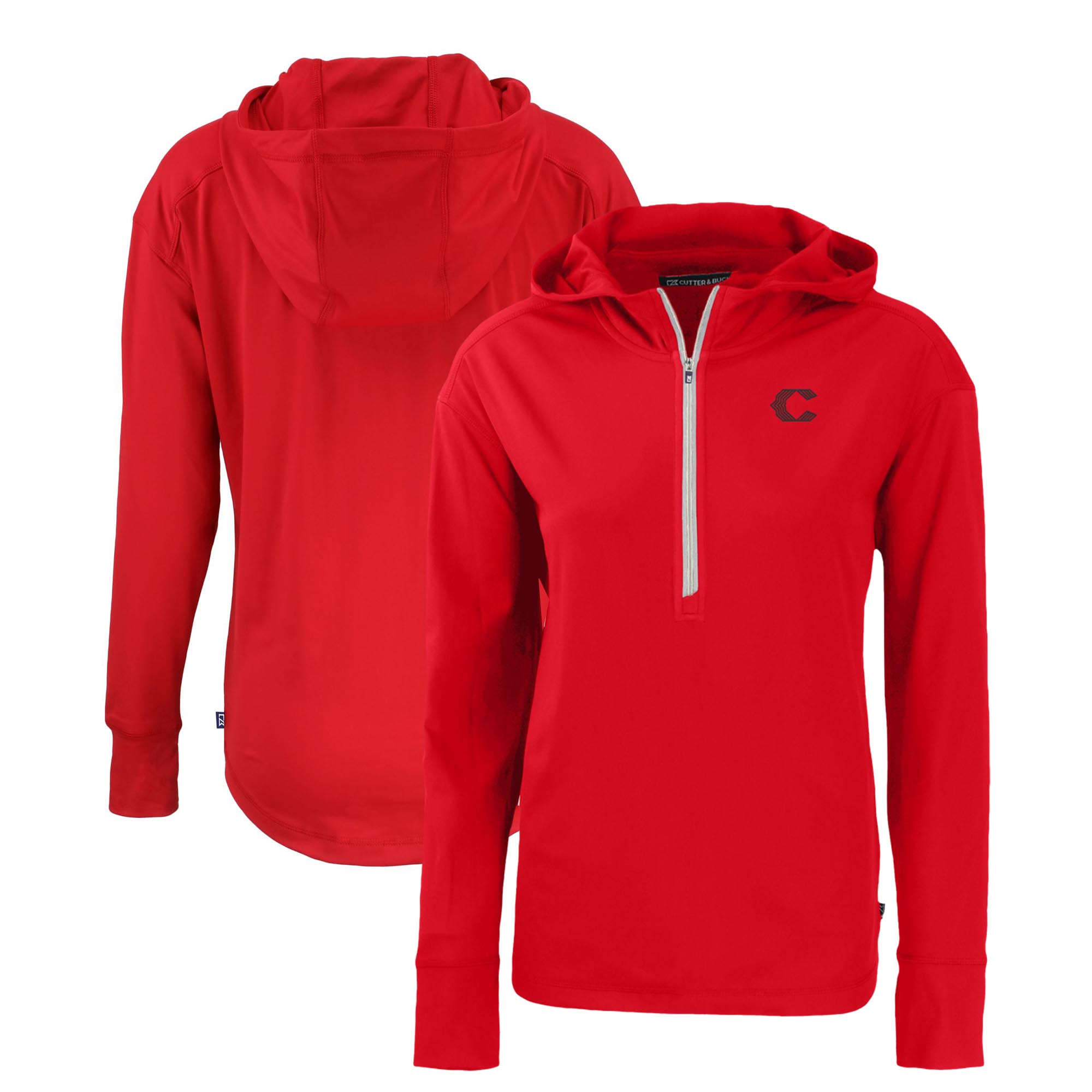 Women's Cutter & Buck Red Cincinnati Reds City Connect Daybreak Eco Recycled Half-Zip Hoodie